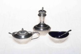 Three piece silver cruet, Birmingham 1978.