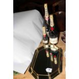 Three bottles Moet & Chandon champagne (star studded) and mirrored drinks tray (4).