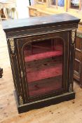Victorian ebonised, line inlaid and gilt mounted glazed door pier cabinet,