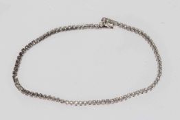 Diamond set 9 carat white gold tennis bracelet,