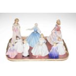 Collection of nine Royal Doulton figures including Jane, Dinky Do and Darling.