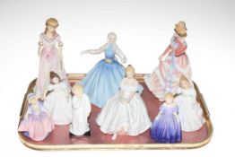 Collection of nine Royal Doulton figures including Jane, Dinky Do and Darling.