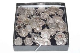 Collection of forty seven silver watch chain fobs.