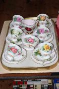 Paragon twenty piece 'Six World Famous Roses' tea service.