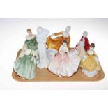 Collection of seven Royal Doulton ladies including The Polka and A Love So Tender.
