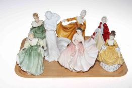 Collection of seven Royal Doulton ladies including The Polka and A Love So Tender.