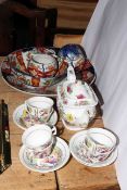 Four pieces of Imari, and Victorian part tea set.