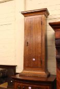 Oak longcase clock trunk fitted with shelves and mahogany bow front eight drawer tallboy chest (2).