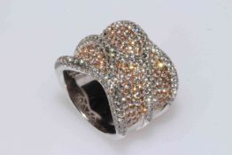 Amazing multi-stone diamond cocktail ring set in 18 carat white gold, size M/N.