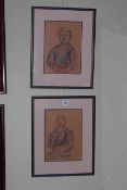 John O'Connor, pair pastel portraits, signed and dated 1995, in glazed frames,