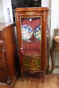 Continental gilt mounted shaped front vitrine with Vernis Martin style panels,