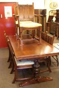 Old Charm refectory draw leaf dining table 183cm long by 91cm wide together with six triple arched