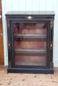 Victorian ebonised, inlaid and gilt mounted glazed door pier cabinet,