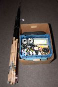 Large collection of fishing tackle and rod building sections, etc.