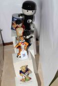 Five Wade boxed figures, two Homepride, Dennis the Menace, Tony the Tiger and American Footballer.