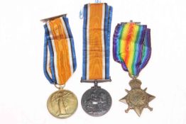 WWI Pip, Squeak and Wilfred war medals awarded to 96547 CPL. D. SCULLION RA and 96547 GNR. D.