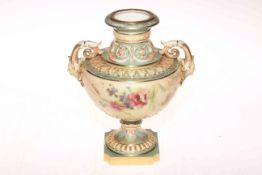 Royal Worcester two handled footed vase no. 1572, 22cm.