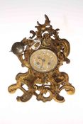 French gilt metal scrolling foliate mantel clock, 30cm.