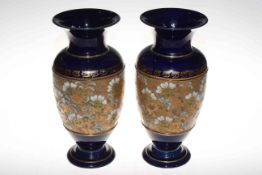 Pair of large Royal Doulton Slaters Patent vases, 34cm.