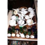 Collection of Victorian glass eye baths, shaving mugs, feeding cups, glass bottles, etc.