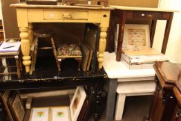 Collection of five various Victorian and later pine tables.