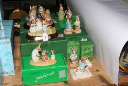 Beswick Beatrix Potter pieces, four groups including Mrs Rabbit and Four Bunnies, with boxes,