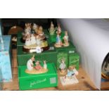 Beswick Beatrix Potter pieces, four groups including Mrs Rabbit and Four Bunnies, with boxes,