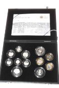 Royal Mint 2009 UK SILVER PROOF COIN SET, cased with Certificate of Authenticity, No.