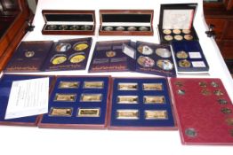 Collection of gold plated coins including The First Word War Centenary Crown Collection in box with