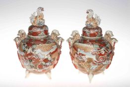 Pair large Japanese vases and covers, 30cm.