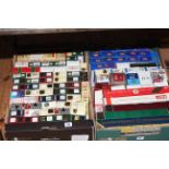 Two boxes of Lledo, Oxford and other boxed model vehicles.