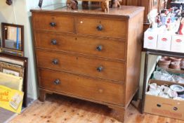 Victorian oak chest of two short above three long drawers on bracket feet,