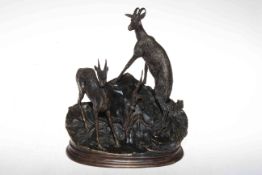 Bronze sculpture of mountain goats, 26cm.