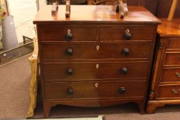 Victorian mahogany chest of two short above three long drawers on splayed legs,