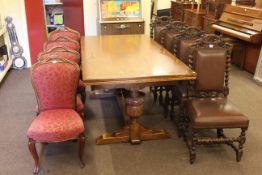 Oak refectory draw leaf dining table,