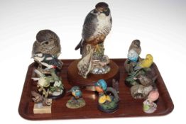 Royal Doulton Peregrine Falcon, Poole Pottery, Country Artists and other bird ornaments.