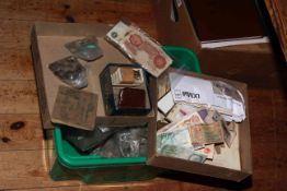 Collection of coins, banknotes,