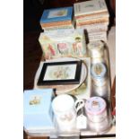 Collection of Beatrix Potter china and books.