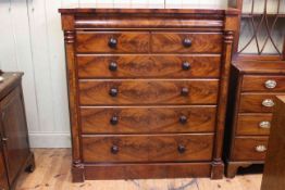 Victorian mahogany Scotch chest of seven drawers with hexagonal pillars on plinth base,