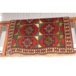 Hand made Iranian Khorasan wool rug 1.96 by 1.21.