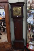 Antique oak eight day longcase clock having brass square dial, J. Bell, Hexham.