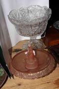 Glass pedestal bowl and 1930's centre piece.