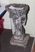 Weathered cherubic figure bird bath, vintage galvanised wares, exterior lantern,