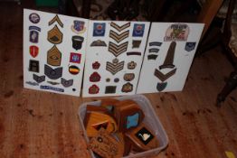 Military cloth patches including US Air Force, RAF chevron stripes, Air Force Regiment,