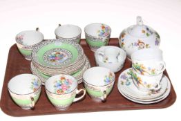 Six bone china cups, saucers and plates, and Tuscan china tea for two.