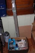 Sea boat fishing tackle, vintage rod, box of tackle including The Multiplier reels with braid lines.