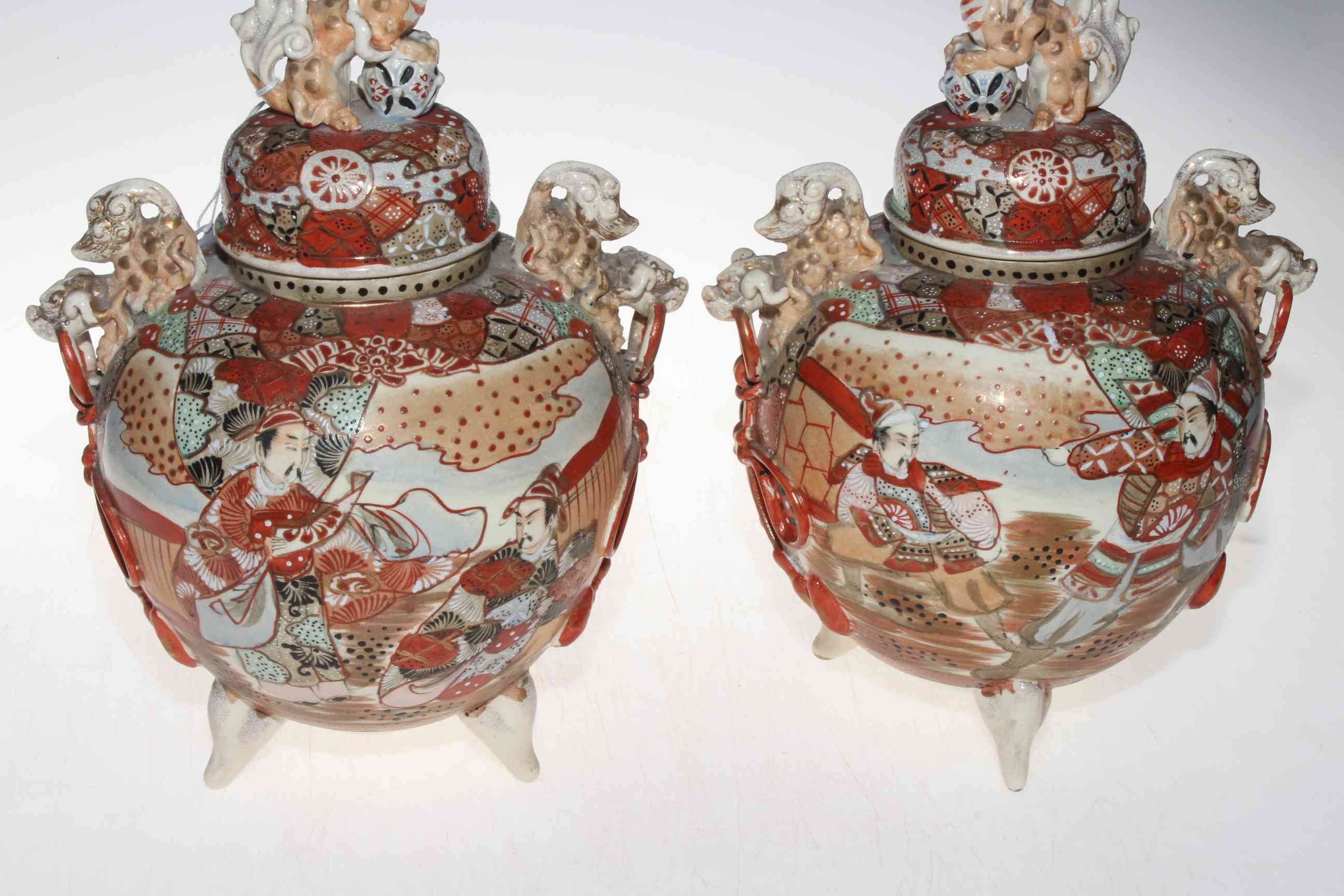 Pair large Japanese vases and covers, 31cm. - Image 2 of 3
