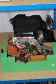 Diecast model cars including Dinky, Meccano, Compass, cased cameras, shooting stick etc.