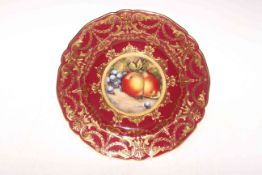 Royal Worcester gilded fruit plate, signed R. Lewis.