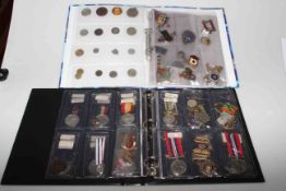Two folders of medallions including silver and enamel Masonic (Buffalo 1954 - 64, GLE Lodge,